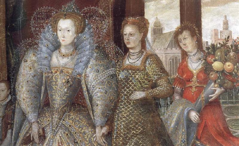 unknow artist Queen Elizabeth i leads in Peace and Plenty from a Garden Spain oil painting art